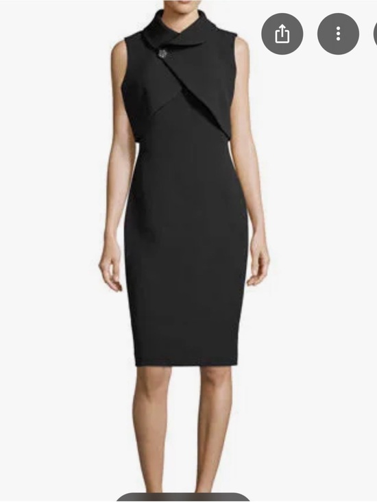Badgley Mischka Dresses & Skirts - Badgley Mischka Size 8 Black Sheath Dress Sleeveless Asymmetrical Collar